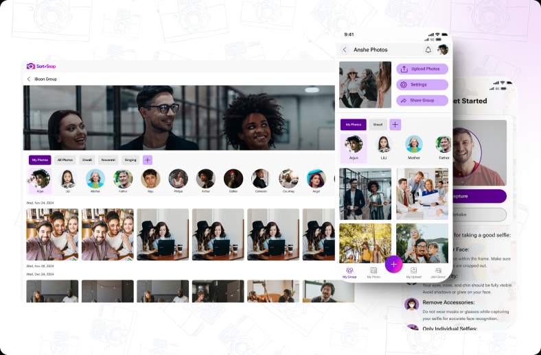Sort a Snap photo gallery automatically grouped by recognized faces