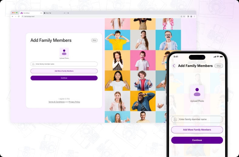 Sort a Snap “Add Family Members” screens on desktop and mobile